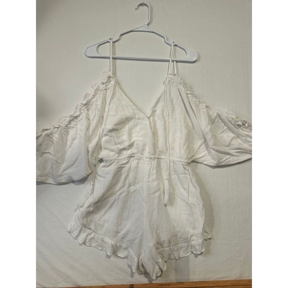 Lovers + Friends White Plunge Romper Open Back Revolve Size S - Picture 2 of 7